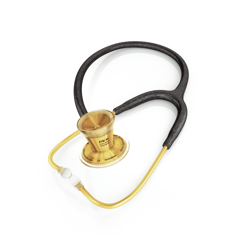 ProCardialå¨ Titanium Cardiology Stethoscope - Black Glitter/Gold - MDF Instruments Official Store - Stethoscope