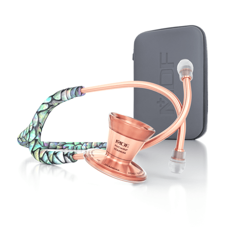 ProCardial® Titan Erwachsenen Kardiologie Stethoskop+Etui - Mermaid/Roségold - MDF Instruments Germany