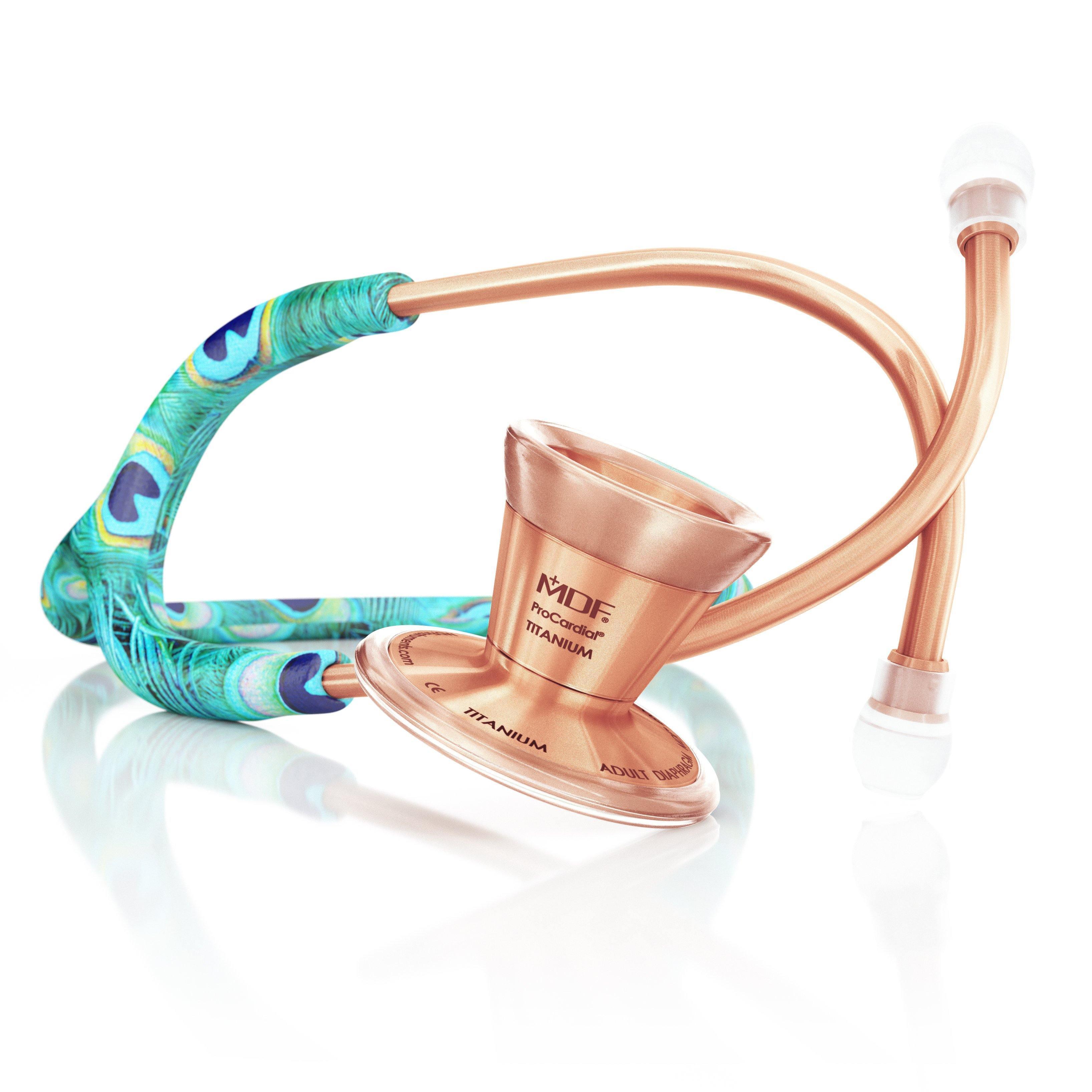 ProCardial® Titan Kardiologie Erwachsenen Stethoskop - Peacock/Roségold - MDF Instruments Germany