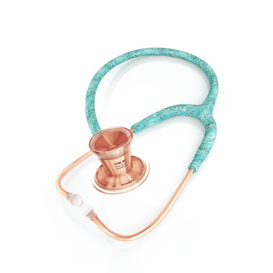 ProCardial® Titan Erwachsenen Kardiologie Stethoskop+Etui - Turquoise/ Roségold - MDF Instruments Germany